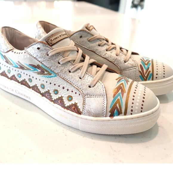 Sundance Karma of Charme Italian Handpainted Leather Sneakers - Picture 4 of 15